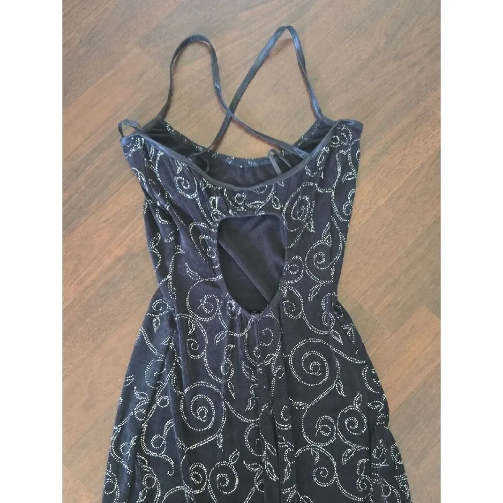 Black Beaded Evening Dress with Swirl Detail